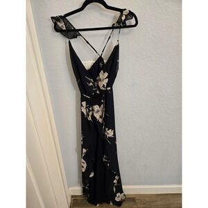 Lulus XS Floral Print High-low Wrap Dress Criss Cross Back Ruffle Sleeve Maxi